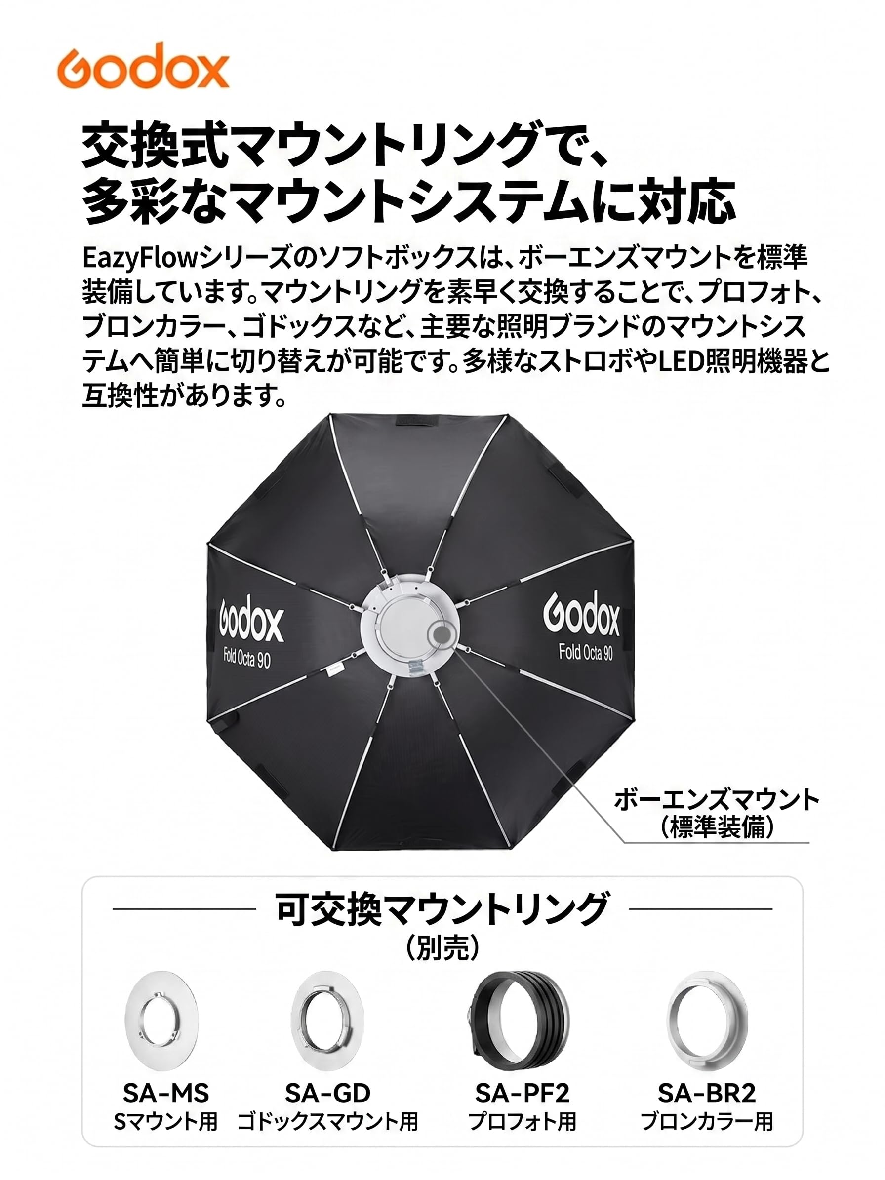 Amazon | 【Godox正規代理店】Godox EazyFlow Octa 60cm 八角形 ソフト